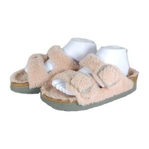 BIRKENSTOCK Papillio Women Arizona Big Buckle US9 Pink Teddy Shearling Slide